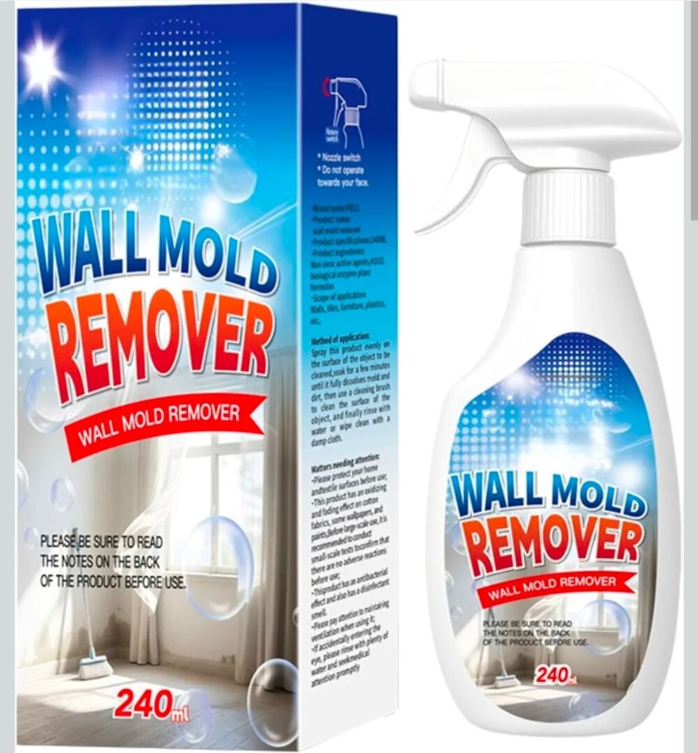 Wall mold remover spray bottle with box